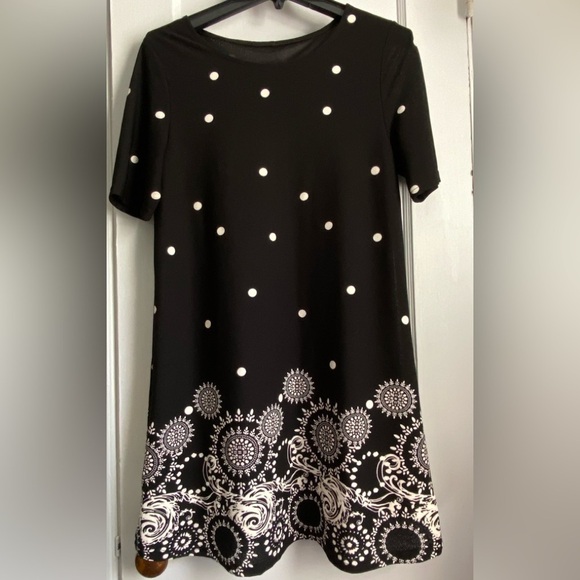 Casual MIDI Dot Print Loose Tunic Tank Dress, Size: Large - Picture 1 of 11